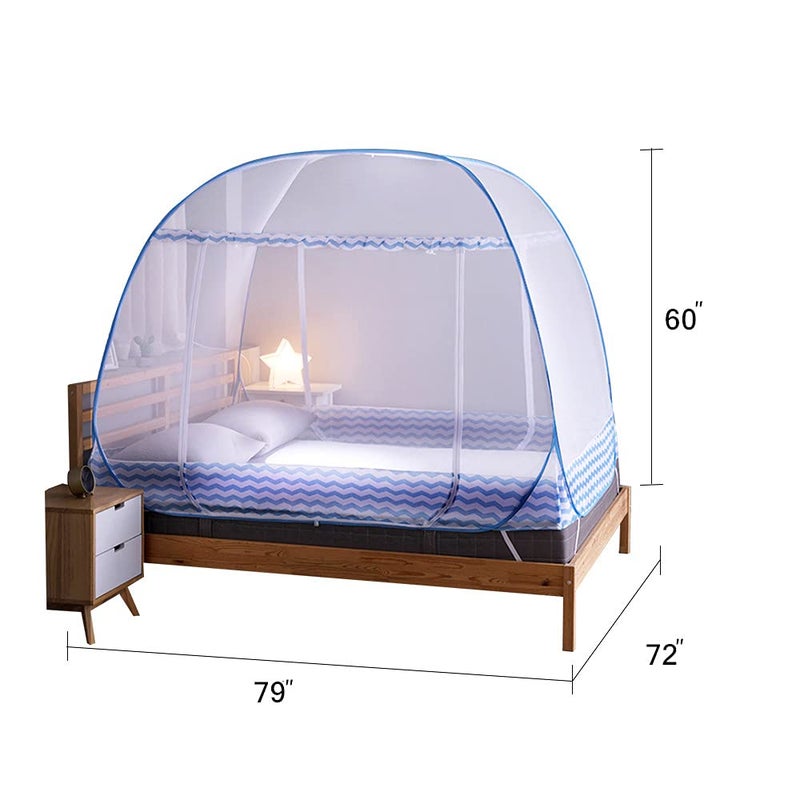 Jsanh Folding Mosquito Net Tent Canopy Curtains for Beds Pop Up King Size Portable Netting with Bottom Baby Adults L80XW72XH62inch - Image 2